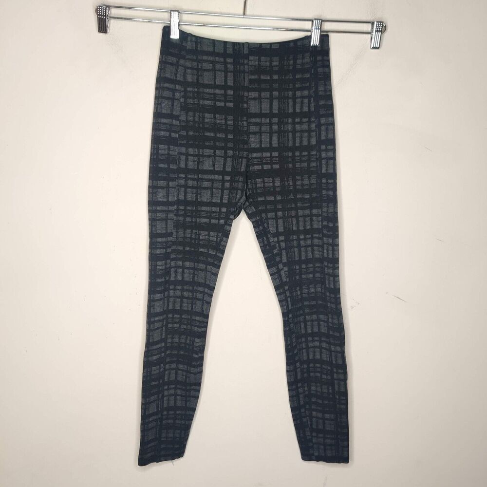 Lysse Plaid Stretch Skinny Pants Pull On Stretch Black Grey